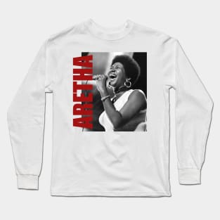 Aretha Franklin - Retro Aesthetic Fan Art Long Sleeve T-Shirt